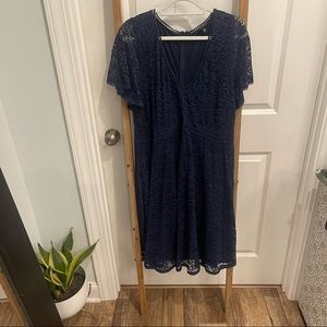 Navy lace dress, empire waist, lined. Torrid.
